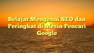 Belajar Mengenai SEO dan Peringkat di Mesin Pencari Google